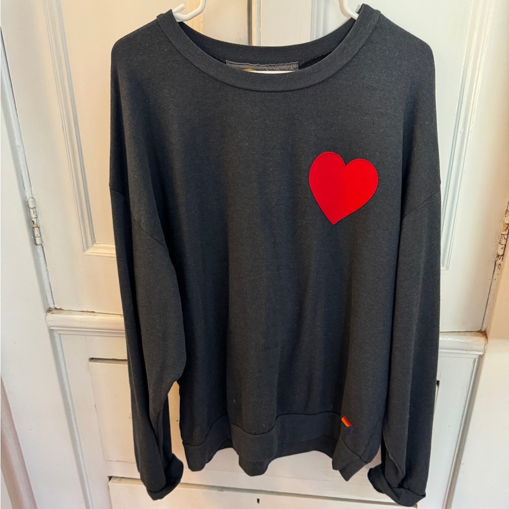 Aviator Nation - Black Sweatshirt with Red Heart